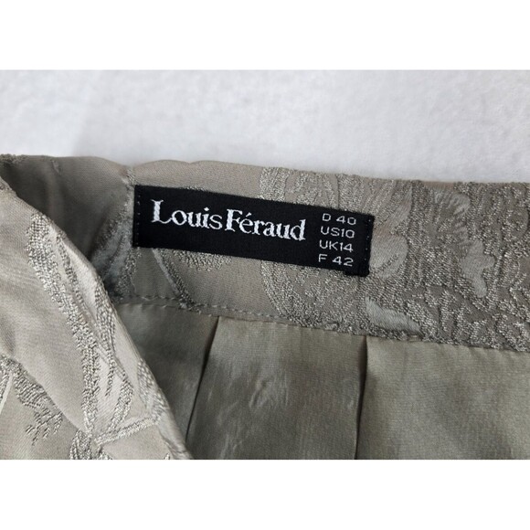 Vintage Louis Feraud Skirt Grey Green Knee Length 10 Medium - Picture 7 of 9